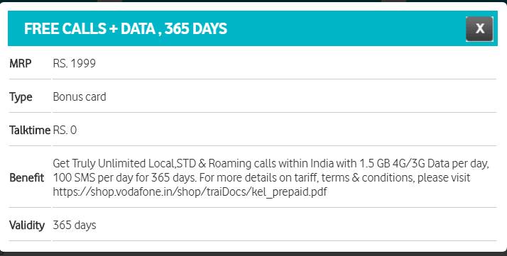  Vodafone 365 day prepaid plans